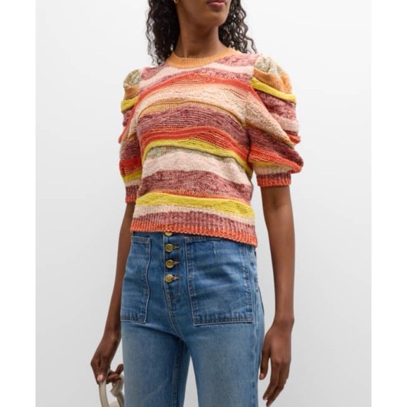 Ulla Johnson Sweaters - Ulla Johnson Odie Striped Crochet Sweater, Size 00 to 0
